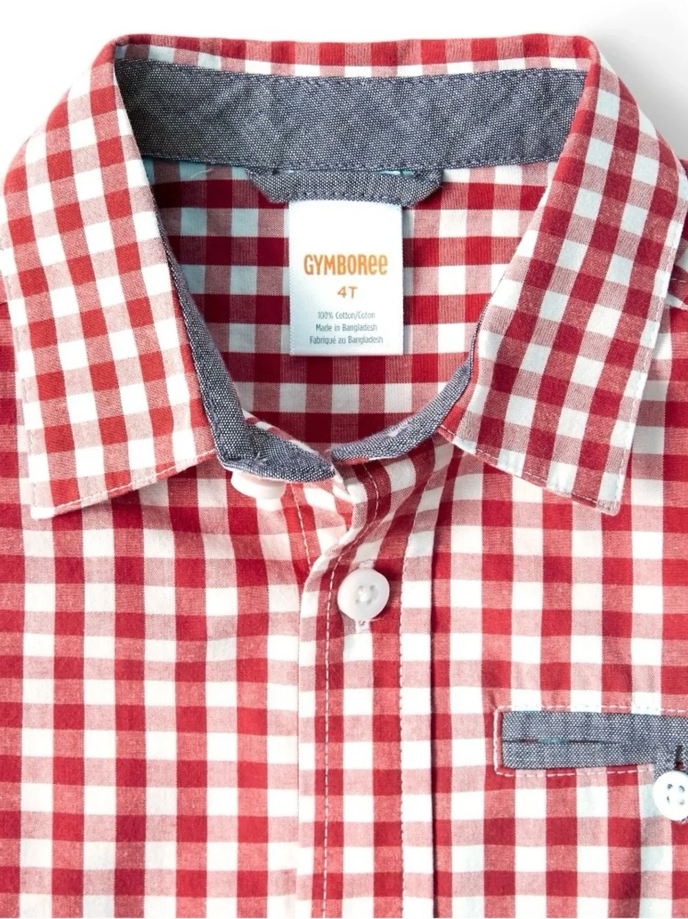 Gymboree Boy’s ‘Farming Friends’ Red and White Gingham L/S Shirt Size 6